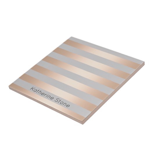 Elegant Chick Roos Gold & Grey Stripe Tegeltje (Zijkant)