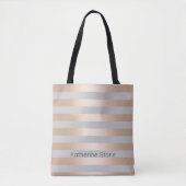 Elegant Chick Roos Gold & Grey Stripe Tote Bag (Voorkant)
