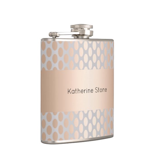 Elegant Chick Roos Gold Polka Dots Pattern Grey Heupfles (Rechts)