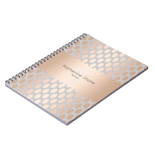 Elegant Chick Roos Gold Polka Dots Pattern Grey Notitieboek (Linkerzijde)