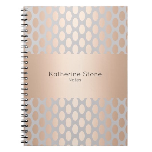 Elegant Chick Roos Gold Polka Dots Pattern Grey Notitieboek (Voorkant)