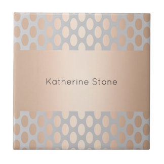 Elegant Chick Roos Gold Polka Dots Pattern Grey Tegeltje