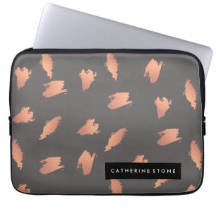 Elegant chick roos goud abstract borstelpatroon laptop sleeve