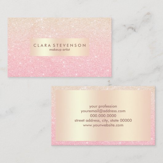 Elegant chick roos goudglitter make-up artiest visitekaartje (Voorkant / Achterkant)