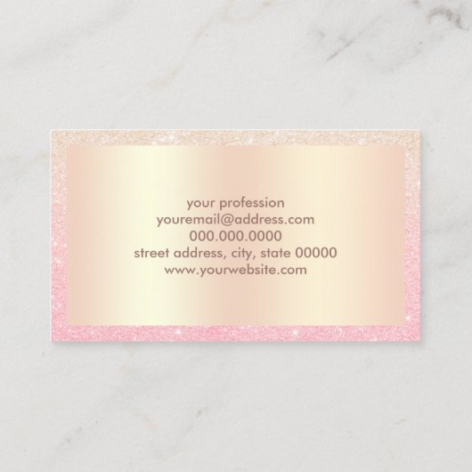 Elegant chick roos goudglitter make-up artiest visitekaartje (Achterkant)