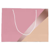 Elegant chick roos goudroze en oranje geometrisch groot cadeauzakje (Achterkant)