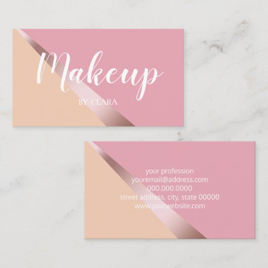 Elegant chick roos goudroze en oranje geometrisch visitekaartje (Voorkant / Achterkant)