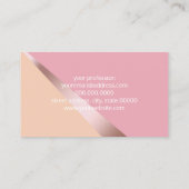 Elegant chick roos goudroze en oranje geometrisch visitekaartje (Achterkant)