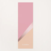 Elegant chick roos goudroze en oranje geometrisch yogamat (Voorkant)