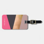 elegant chick roos goudroze grijze kleurenblok bagagelabel (Voorkant horizontaal)