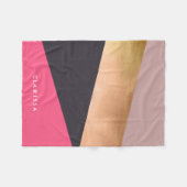 elegant chick roos goudroze grijze kleurenblok fleece deken (Voorkant (Horizontaal))