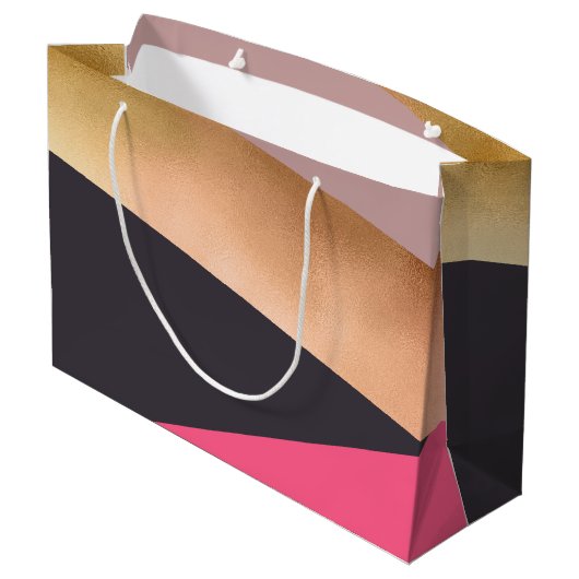 elegant chick roos goudroze grijze kleurenblok large cadeautasje (Achterkant Gekanteld)