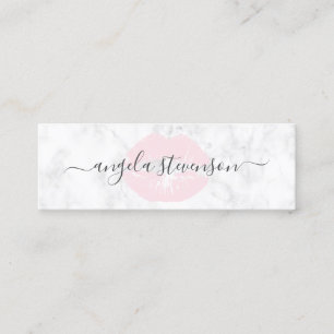 Elegant chick roze lippen witte marmer make-up kun mini visitekaartje