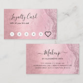 Elegant chick roze roze roos goud glitter make-up klantenkaartje (Voorkant / Achterkant)