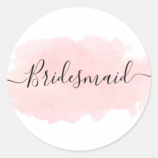 Elegant  chick roze waterverf bridesmaid ronde sticker (Voorkant)