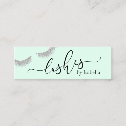 Elegant chick Silver Glitter Munt Groen Knipperen Mini Visitekaartje (Voorkant)