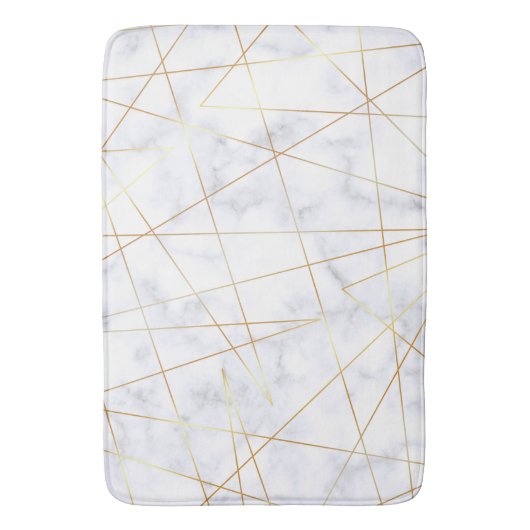 elegant chick white marble faux goud geometrisch badmat (Voorkant Verticaal)