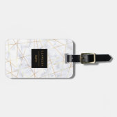 elegant chick white marble faux goud geometrisch bagagelabel (Voorkant horizontaal)