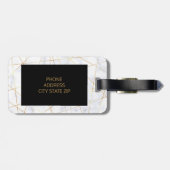 elegant chick white marble faux goud geometrisch bagagelabel (Achterkant horizontaal)