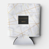 elegant chick white marble faux goud geometrisch blikjeskoeler (Voorkant)