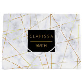 elegant chick white marble faux goud geometrisch groot cadeauzakje (Voorkant)