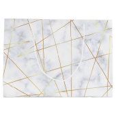 elegant chick white marble faux goud geometrisch groot cadeauzakje (Achterkant)
