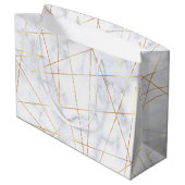 elegant chick white marble faux goud geometrisch groot cadeauzakje (Achterkant Gekanteld)