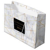 elegant chick white marble faux goud geometrisch groot cadeauzakje (Voorkant Gekanteld)