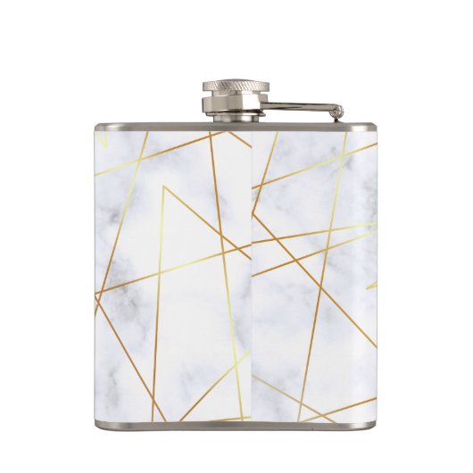 elegant chick white marble faux goud geometrisch heupfles (Achterkant)