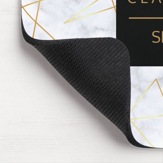 elegant chick white marble faux goud geometrisch muismat (Hoek)