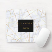 elegant chick white marble faux goud geometrisch muismat (Met muis)