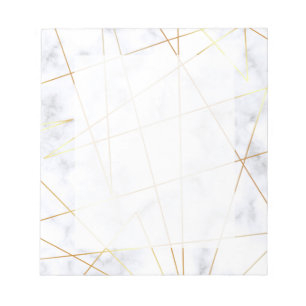 elegant chick white marble faux goud geometrisch notitieblok