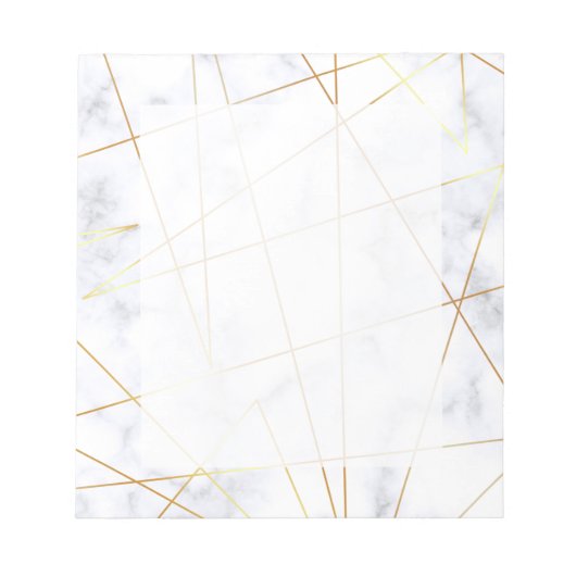 elegant chick white marble faux goud geometrisch notitieblok (Voorkant)