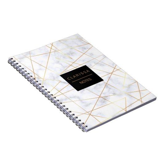 elegant chick white marble faux goud geometrisch notitieboek (Rechterzijde)