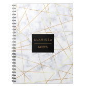 elegant chick white marble faux goud geometrisch notitieboek (Voorkant)