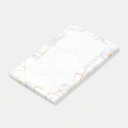 elegant chick white marble faux goud geometrisch post-it® notes (Schuin)