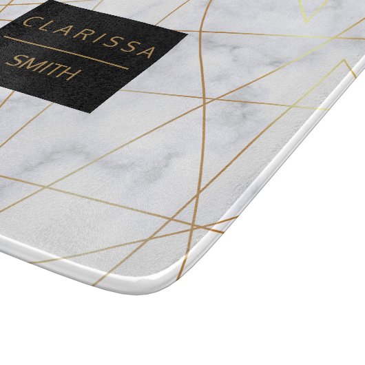 elegant chick white marble faux goud geometrisch snijplank (Hoek)