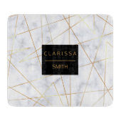 elegant chick white marble faux goud geometrisch snijplank (Voorkant)