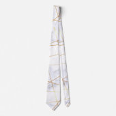 elegant chick white marble faux goud geometrisch stropdas (Voorkant)