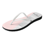 elegant chick white pastel roze hout geometrisch teenslippers (Schuin)