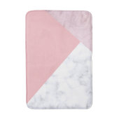 Elegant chick white pastel roze marmer geometrisch badmat (Voorkant Verticaal)