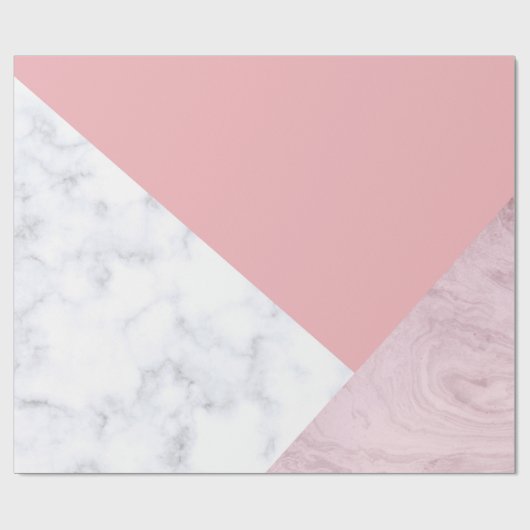 Elegant chick white pastel roze marmer geometrisch cadeaupapier (Vlak)