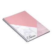 Elegant chick white pastel roze marmer geometrisch notitieboek (Rechterzijde)