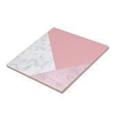 Elegant chick white pastel roze marmer geometrisch tegeltje (Zijkant)