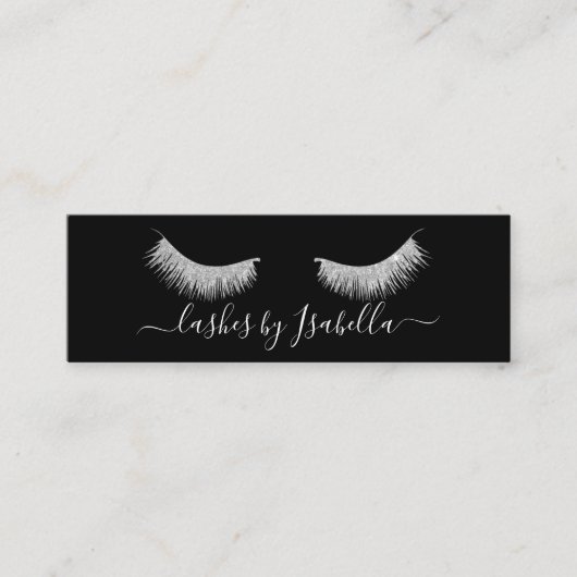 Elegant chick zilveren glitter zwarte zweetjes mini visitekaartje (Voorkant)