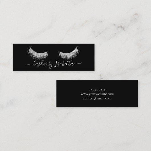 Elegant chick zilveren glitter zwarte zweetjes mini visitekaartje (Voorkant / Achterkant)