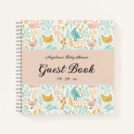 Elegant Chicken Baby shower Gastenboek Notitieboek (Voorkant)
