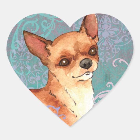 Elegant Chihuahua Hart Sticker (Voorkant)