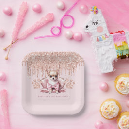 Elegant Chihuahua met Glitter Verjaardagsfeest Papieren Bordje