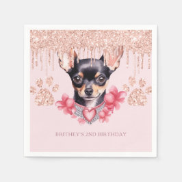 Elegant Chihuahua met Glitter Verjaardagsfeest Servet